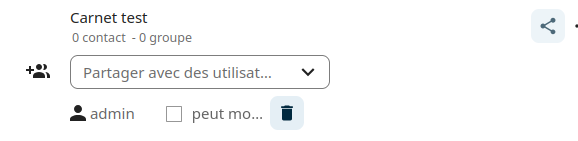 configuration partage carnet d'adresses